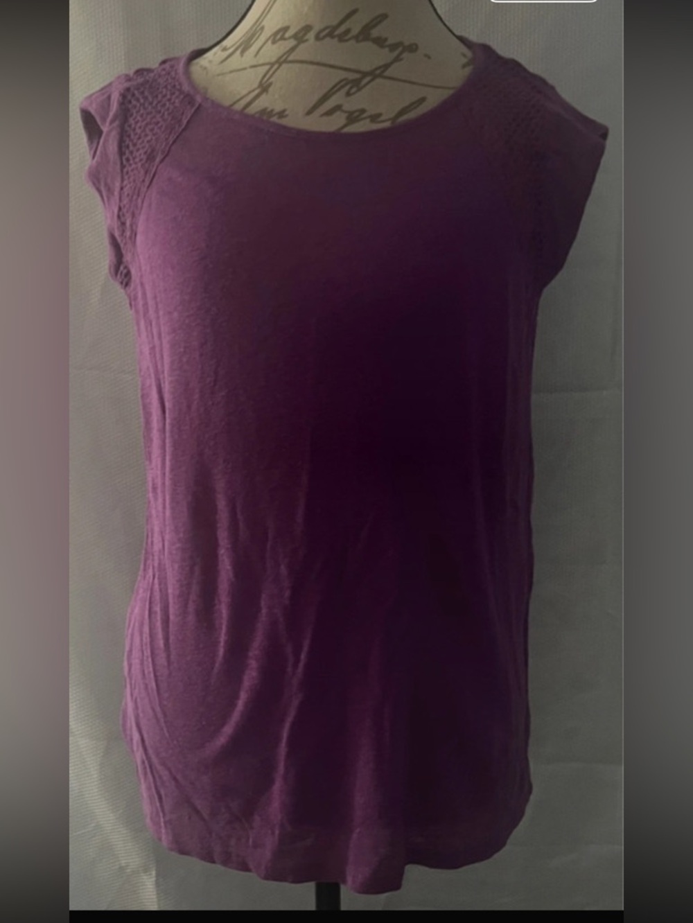 Light Purple tee with knit Cap-Sleeve Women's Top XL ana a.n.a approach linen